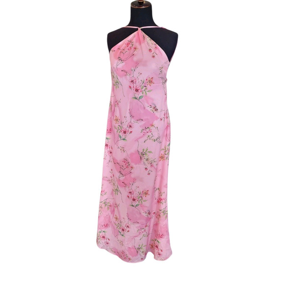 Peppermayo Pascal Pink Floral Print Maxi Dress Size 4 Halter Neckline New - Picture 1 of 14